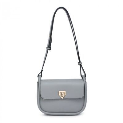 Quality New flap- over Shoulder bag vegan PU leather handbag with adjustable strap -OL2752P grey