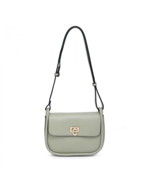 Quality New flap- over Shoulder bag vegan PU leather handbag with adjustable strap -OL2752P green