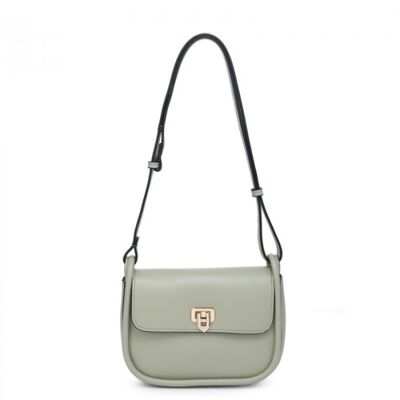 Quality New flap- over Shoulder bag vegan PU leather handbag with adjustable strap -OL2752P green