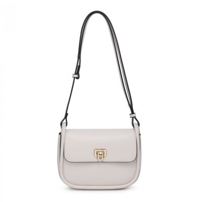 Quality New flap- over Shoulder bag vegan PU leather handbag with adjustable strap -OL2752P beige