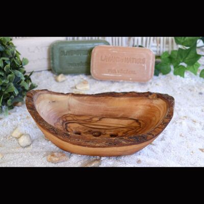 Soap dish natural rustic made of wood 12 cm