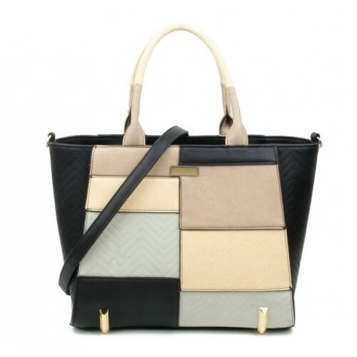 Large Lady's Tote Shoulder Bag Fashion PU Leather Handbag with  Long Strap - LM170123 black