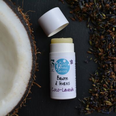 Bálsamo labial de coco y lavanda - Stick de cartón ecológico