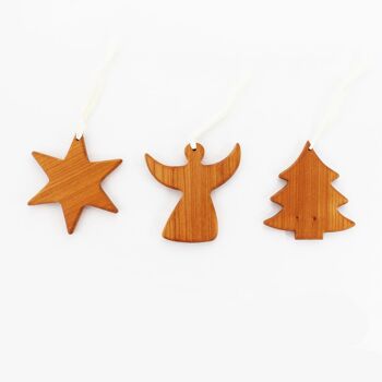 Ensemble de 3 décorations d'arbre en bois, décoration de Noël 2