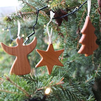 Ensemble de 3 décorations d'arbre en bois, décoration de Noël 3