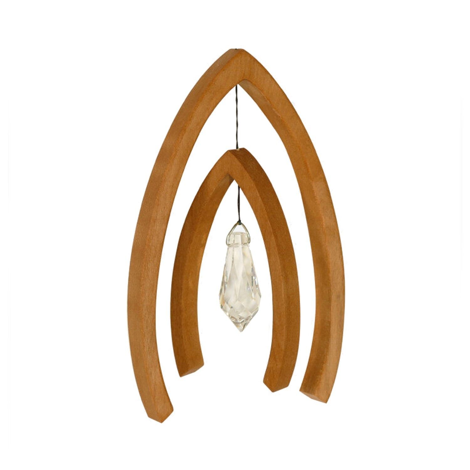 Decorazione gotica per finestre in legno con pendolo in cristallo