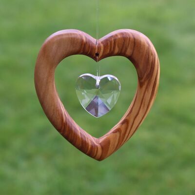 Corazón de decoración de ventana con cristal de plomo