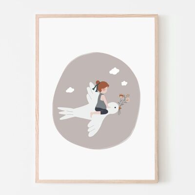A4 poster - The child and the pinkish gray swallow