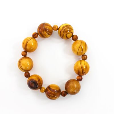 Pulsera de madera, cuentas redondas