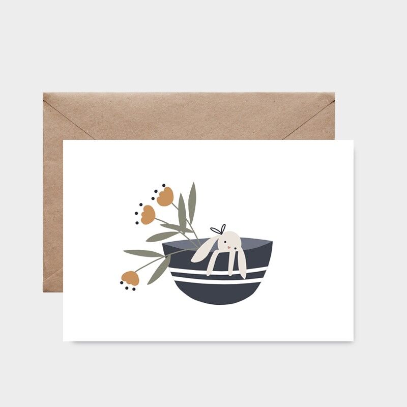 Cartolina - Doudou nel suo cestino ragazzo