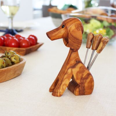 Wooden dog for olive pickers, party pickers