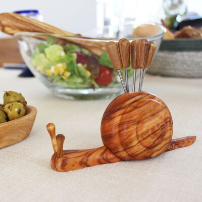 Wooden snail, olive picker
