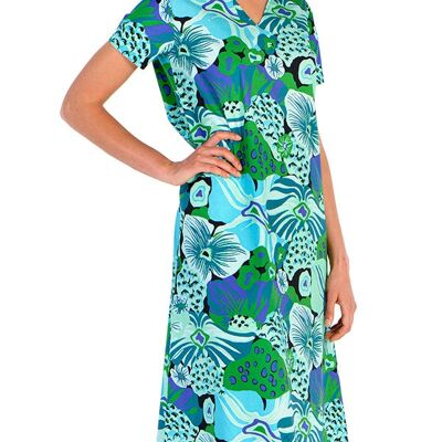 Just V-neck long dress - Garden Fluo