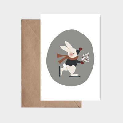 Carte postale - Le lapin patineur