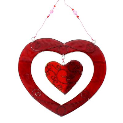 Window decoration heart mobile filigree