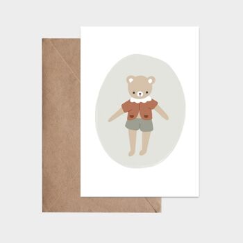 Carte postale - Mon petit ourson gris vert 1