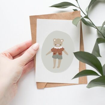Carte postale - Mon petit ourson gris vert 2