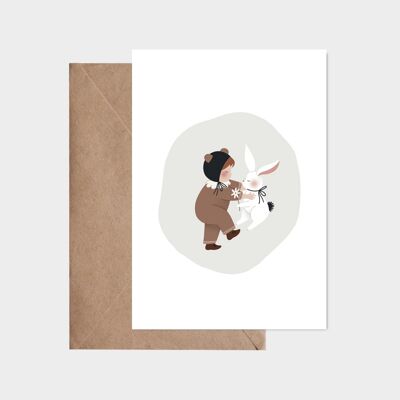 Postkarte - Schläfriges Baby braun