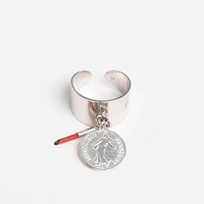 Anello in argento con medaglione da 1 franco EVA