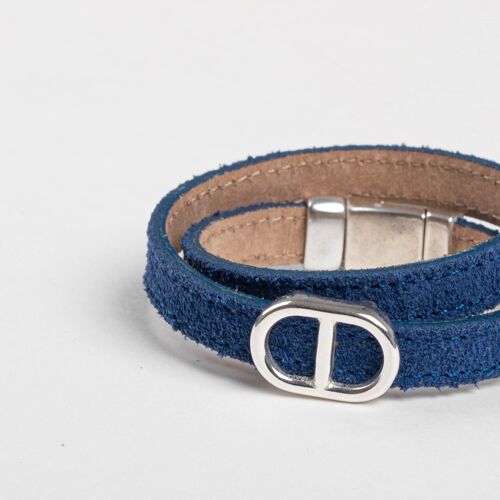 Bracelet double tour en cuir nubuck avec fermoir aimanté ANAIS