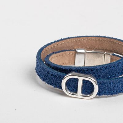 Double wrap bracelet in nubuck leather with ANAIS magnetic clasp