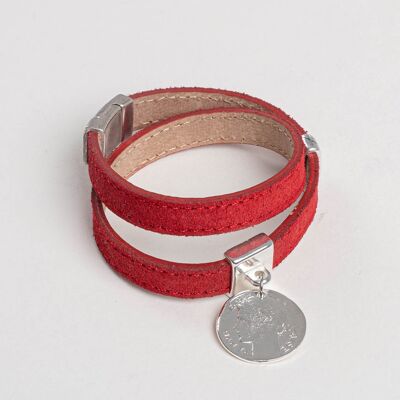 Nubuck leather double wrap bracelet with LOLA magnetic clasp