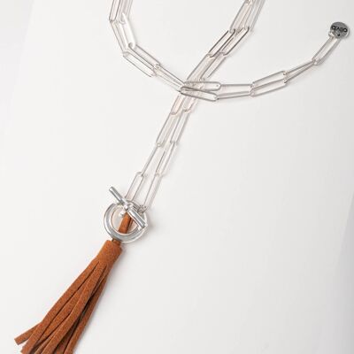 Long necklace in knit and pompom SALOME