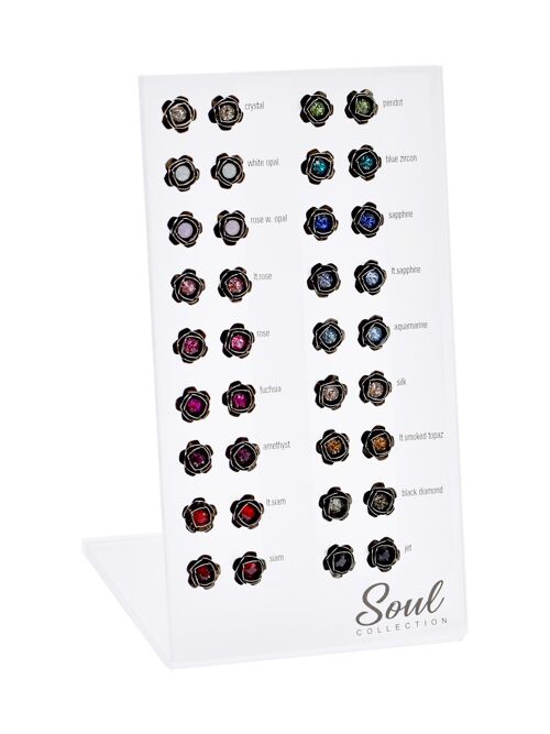 Display Ohrstecker "Rose" (18 Paar) mit Premium Crystal von Soul Collection