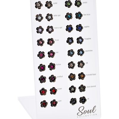 Expositor pendientes de botón "Rose" (18 pares) con Cristal Premium de Soul Collection