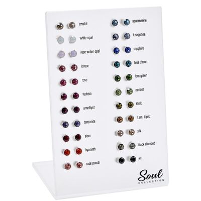Mostra orecchini a bottone OSGK19 (4 mm) (22 paia) con Premium Crystal della Soul Collection