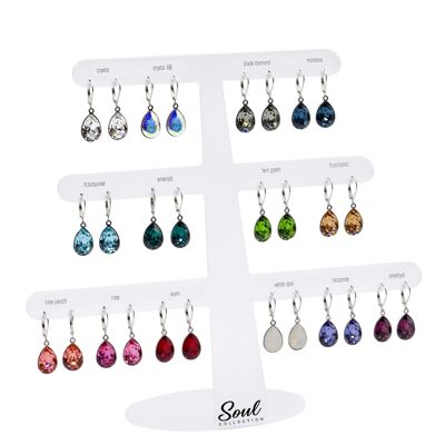 Présentoir boucles d'oreilles "Drops" (14 paires) avec Premium Crystal de Soul Collection