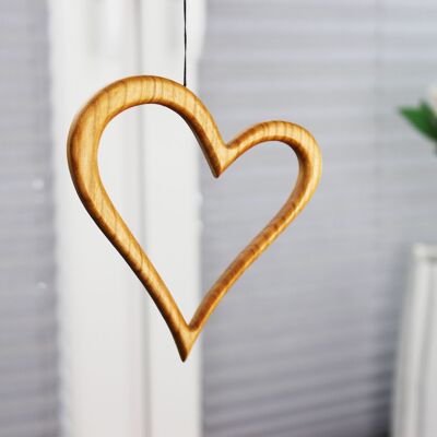 Wooden heart window decoration, hanging window decoration