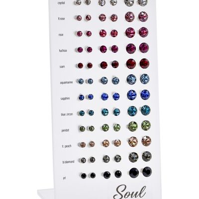 Pendientes de botón Display "OSGK Series" (36 pares) con Premium Crystal de Soul Collection