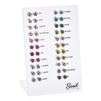 Mostra orecchini a bottone "Bella" (22 paia) con Premium Crystal della Soul Collection