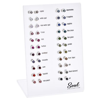 Mostra orecchini a bottone OSTP24 (22 paia) con Premium Crystal della Soul Collection