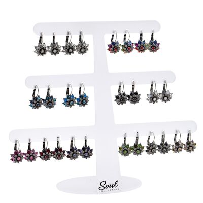 Pendientes Display "Blossom" (14 pares) con Premium Crystal de Soul Collection