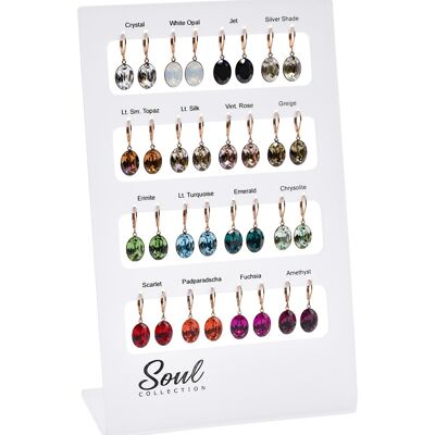 Présentoir boucles d'oreilles "Lina" (16 paires), or rose avec Premium Crystal de Soul Collection