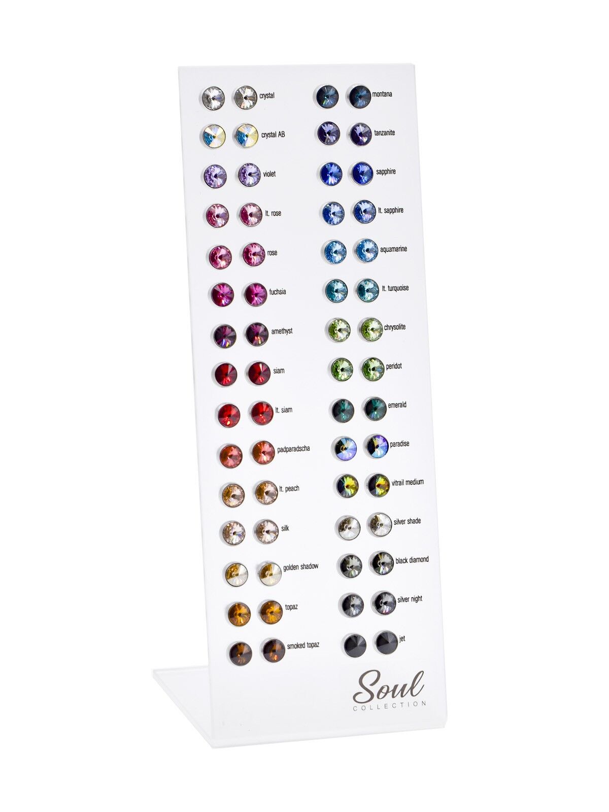 Display ear tips de titanio "Laura" (30 pares) con Premium Crystal de Soul Collection