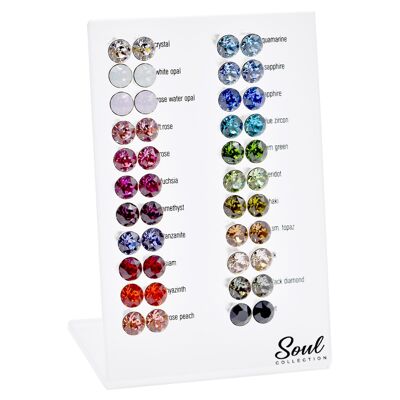 Display ear studs OSGK39 (8mm) (22 pairs) with Premium Crystal from Soul Collection