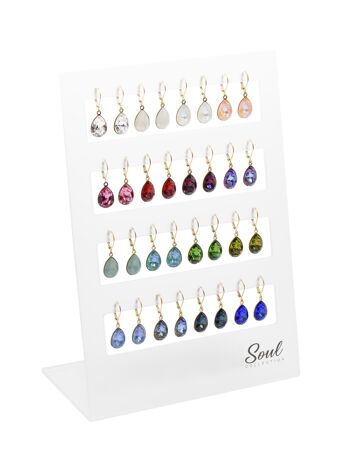 Présentoir boucles d'oreilles "Drops" plaqué or (16 paires) avec Premium Crystal de Soul Collection 1