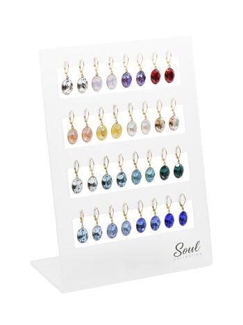 Présentoir boucles d'oreilles "Lina" plaqué or (16 paires) avec Cristal Premium de Soul Collection 1