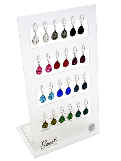 Display Ohrhänger "Tropfen basic" (12 Paar) mit Premium Crystal von Soul Collection