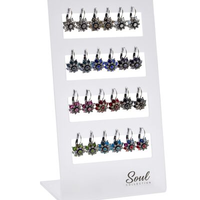 Display earrings "Blossom" (12 pairs) with Premium Crystal from Soul Collection