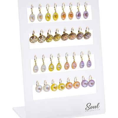 Pendientes de exhibición "DeLite summery golded" (16 pares) con Premium Crystal de Soul Collection