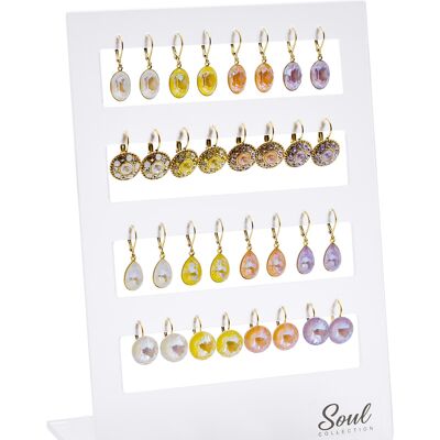 Pendientes de exhibición "DeLite summery golded" (16 pares) con Premium Crystal de Soul Collection
