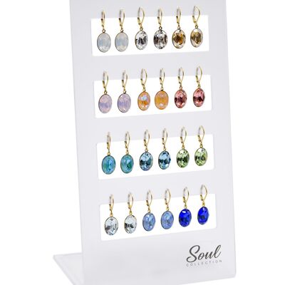 Pendientes de exhibición "Lina basic-golded" (12 pares) con Premium Crystal de Soul Collection