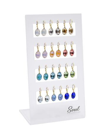 Présentoir boucles d'oreilles "Lina basic-golded" (12 paires) avec Premium Crystal de Soul Collection 1
