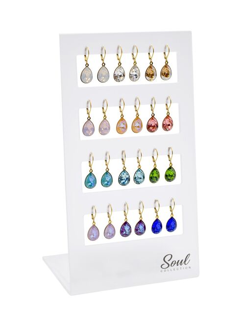 Display Ohrhänger "Tropfen basic-golded" (12 Paar) mit Premium Crystal von Soul Collection