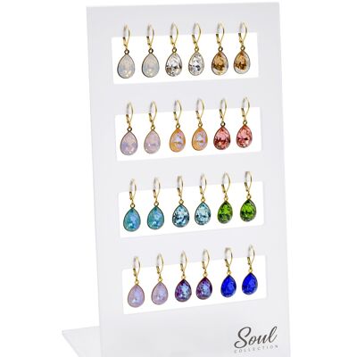 Présentoir boucles d'oreilles "Drops basic-golded" (12 paires) avec Premium Crystal de Soul Collection