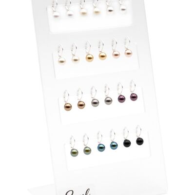 Boucles d'oreilles pendantes perle HKP8BR (12 paires) avec cristal Premium de Soul Collection